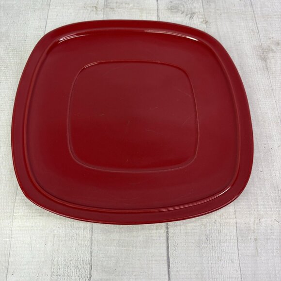 Home Trends CANOPY RED Cranberry Embossed Square Porcelain Dinner Plates Set 4 - Picture 6 of 16